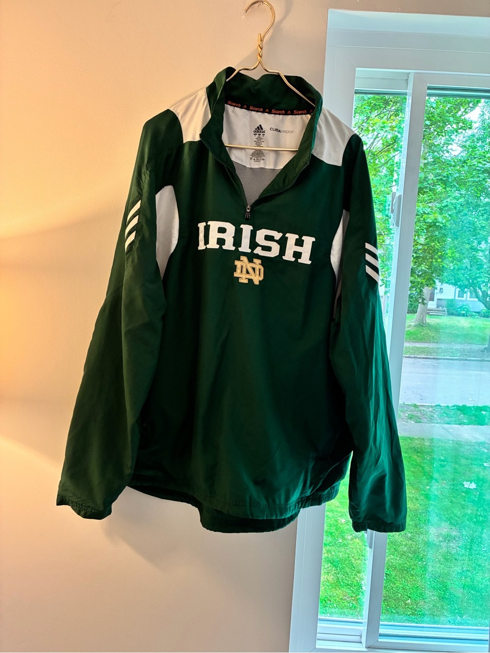 Adidas Notre Dame Irish Green Pullover Top